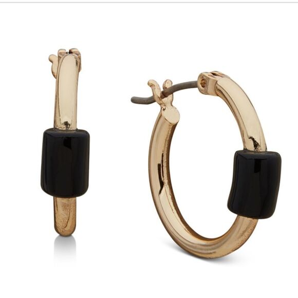 NWT Dkny Two-Tone Small Huggie Hoop Earrings,.57" - Picture 1 of 4